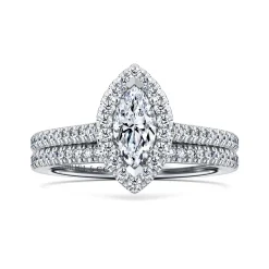 Outlet Gabriel & Co. Blossom - 14K White Gold Marquise Shape Halo Diamond Engagement Ring