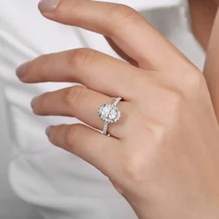 Clearance Gabriel & Co. Blossom - 14K White Gold Oval Halo Diamond Engagement Ring