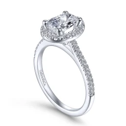 Clearance Gabriel & Co. Blossom - 14K White Gold Oval Halo Diamond Engagement Ring