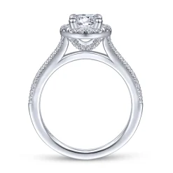 Clearance Gabriel & Co. Blossom - 14K White Gold Oval Halo Diamond Engagement Ring