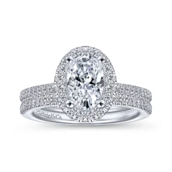 Clearance Gabriel & Co. Blossom - 14K White Gold Oval Halo Diamond Engagement Ring