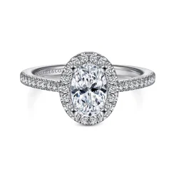 Gabriel & Co. Blossom - 14K White Gold Oval Halo Diamond Engagement Ring