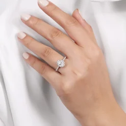 Gabriel & Co. Blossom - 14K White Gold Oval Halo Diamond Engagement Ring