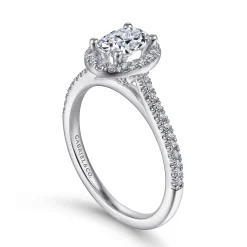 Gabriel & Co. Blossom - 14K White Gold Oval Halo Diamond Engagement Ring