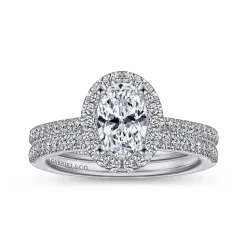Gabriel & Co. Blossom - 14K White Gold Oval Halo Diamond Engagement Ring