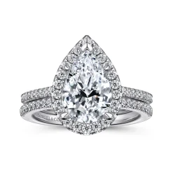 Online Gabriel & Co. Blossom - 14K White Gold Pear Shape Halo Diamond Engagement Ring