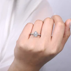 Discount Gabriel & Co. Blossom - 14K White Gold Pear Shape Halo Diamond Engagement Ring