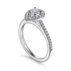 Discount Gabriel & Co. Blossom - 14K White Gold Pear Shape Halo Diamond Engagement Ring