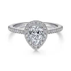 Outlet Gabriel & Co. Blossom - 14K White Gold Pear Shape Halo Diamond Engagement Ring