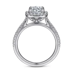 Hot Gabriel & Co. Blossom - 14K White Gold Round Halo Diamond Engagement Ring