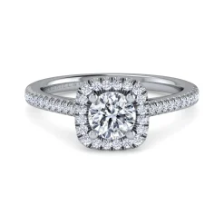 Outlet Gabriel & Co. Blossom - 14K White Gold Round Halo Diamond Engagement Ring