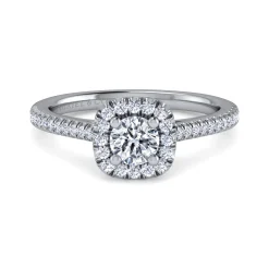 Best Gabriel & Co. Blossom - 14K White Gold Round Halo Diamond Engagement Ring