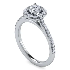 Best Gabriel & Co. Blossom - 14K White Gold Round Halo Diamond Engagement Ring