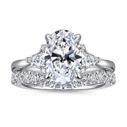 Discount Gabriel & Co. Boa - 14K White Gold Oval Three Stone Diamond Engagement Ring