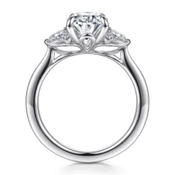 Discount Gabriel & Co. Boa - 14K White Gold Oval Three Stone Diamond Engagement Ring