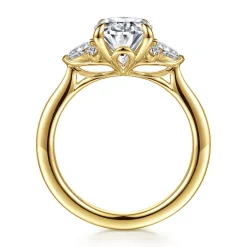 Discount Gabriel & Co. Boa - 14K Yellow Gold Oval Three Stone Diamond Engagement Ring