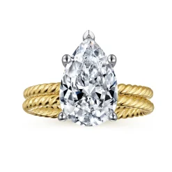 Sale Gabriel & Co. Bobbi - 14K White-Yellow Gold Pear Shape Diamond Engagement Ring