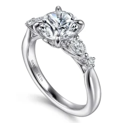 New Gabriel & Co. Bonita - 14K White Gold Round Five Stone Diamond Engagement Ring