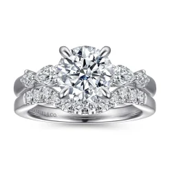 New Gabriel & Co. Bonita - 14K White Gold Round Five Stone Diamond Engagement Ring