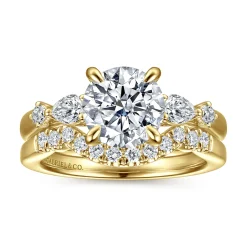 Best Gabriel & Co. Bonita - 14K Yellow Gold Round Five Stone Diamond Engagement Ring