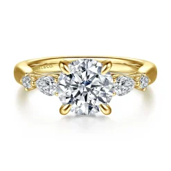 Best Gabriel & Co. Bonita - 14K Yellow Gold Round Five Stone Diamond Engagement Ring