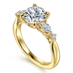 Best Gabriel & Co. Bonita - 14K Yellow Gold Round Five Stone Diamond Engagement Ring