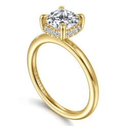 Sale Gabriel & Co. Bonnie - 14K Yellow Gold Cushion Hidden Halo Diamond Engagement Ring