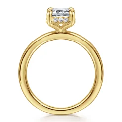 Discount Gabriel & Co. Bonnie - 14K Yellow Gold Emerald Cut Hidden Halo Diamond Engagement Ring