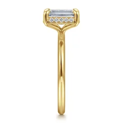 Discount Gabriel & Co. Bonnie - 14K Yellow Gold Emerald Cut Hidden Halo Diamond Engagement Ring