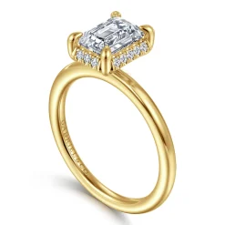 Discount Gabriel & Co. Bonnie - 14K Yellow Gold Emerald Cut Hidden Halo Diamond Engagement Ring