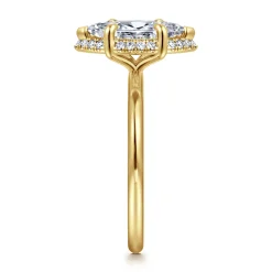New Gabriel & Co. Bonnie - 14K Yellow Gold Marquise Shape Hidden Halo Diamond Engagement Ring