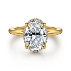 Best Gabriel & Co. Bonnie - 14K Yellow Gold Oval Hidden Halo Diamond Engagement Ring