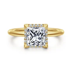 Sale Gabriel & Co. Bonnie - 14K Yellow Gold Princess Hidden Halo Diamond Engagement Ring