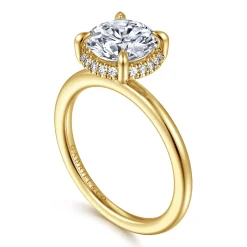 New Gabriel & Co. Bonnie - 14K Yellow Gold Round Hidden Halo Diamond Engagement Ring