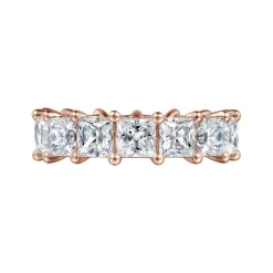 Clearance Gabriel & Co. Bordeaux - 14K Rose Gold Princess Cut Shared Prong Diamond Eternity Band - 7.5 ct