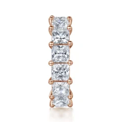 Clearance Gabriel & Co. Bordeaux - 14K Rose Gold Princess Cut Shared Prong Diamond Eternity Band - 7.5 ct