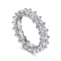 Online Gabriel & Co. Bordeaux - 14K White Gold Princess Cut Shared Prong Diamond Eternity Band - 5 ct