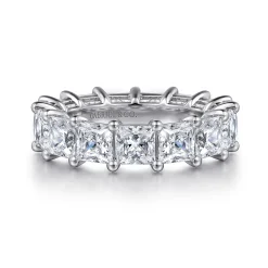 Online Gabriel & Co. Bordeaux - 14K White Gold Princess Cut Shared Prong Diamond Eternity Band - 7.5 ct
