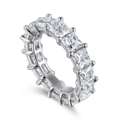 Online Gabriel & Co. Bordeaux - 14K White Gold Princess Cut Shared Prong Diamond Eternity Band - 7.5 ct