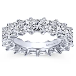 Clearance Gabriel & Co. Bordeaux - 14K White Gold Princess Cut Shared Prong Diamond Eternity Band - 8.35 ct