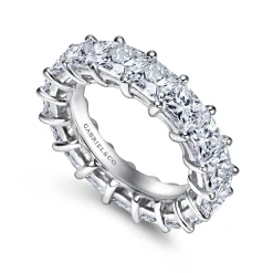 Clearance Gabriel & Co. Bordeaux - 14K White Gold Princess Cut Shared Prong Diamond Eternity Band - 8.35 ct