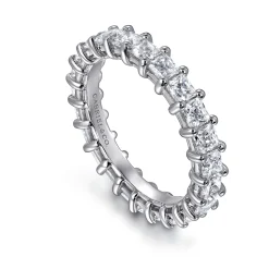 Sale Gabriel & Co. Bordeaux - 14K White Gold Princess Cut Shared Prong Diamond Eternity Band - 2.75 ct