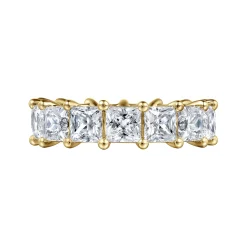 Discount Gabriel & Co. Bordeaux - 14K Yellow Gold Princess Cut Shared Prong Diamond Eternity Band - 7.5 ct