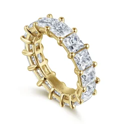 Discount Gabriel & Co. Bordeaux - 14K Yellow Gold Princess Cut Shared Prong Diamond Eternity Band - 7.5 ct