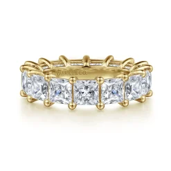 Discount Gabriel & Co. Bordeaux - 14K Yellow Gold Princess Cut Shared Prong Diamond Eternity Band - 7.5 ct