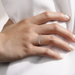 Discount Gabriel & Co. Brasilia - 14K White Gold Micro Pave Diamond Eternity Band - 1 ct