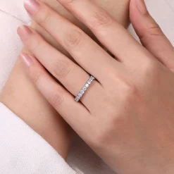 Clearance Gabriel & Co. Brasilia - 14K White Gold Micro Pave Diamond Eternity Band - 1.5 ct