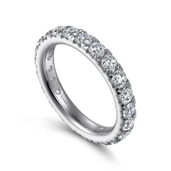 New Gabriel & Co. Brasilia - 14K White Gold Micro Pave Diamond Eternity Band - 1.9 ct