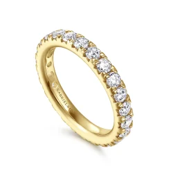 Gabriel & Co. Brasilia - 14K Yellow Gold Micro Pave Diamond Eternity Band - 1.5 ct