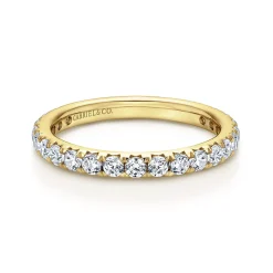 Clearance Gabriel & Co. Brasilia - 14K Yellow Gold Micro Pave Set Diamond Eternity Band - 1 ct